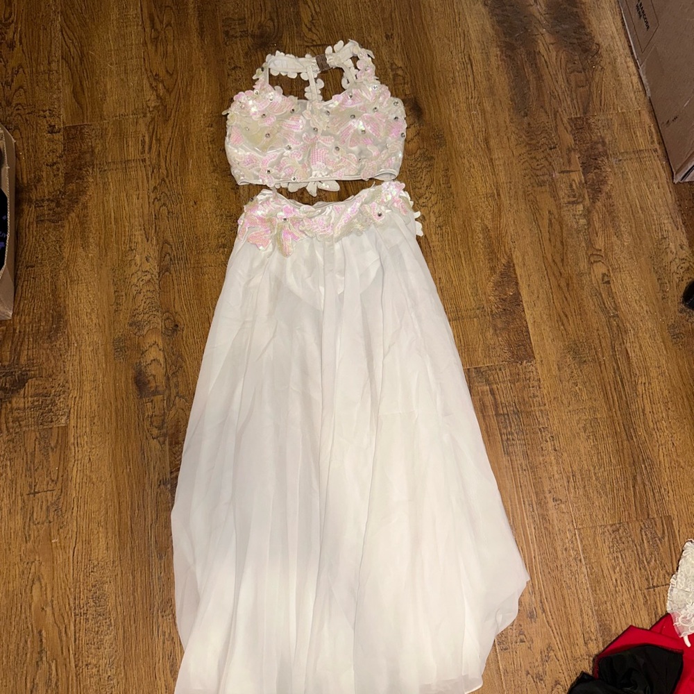 White Cream Embellished dance costume